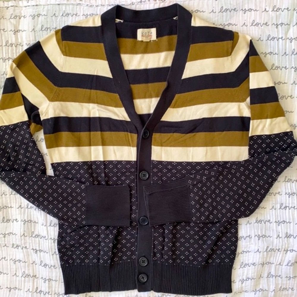 Men’s Retro Striped Cardigan Sweater SZ M